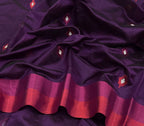 Purple Handloom Chanderi Pure Silk Flower Design Saree