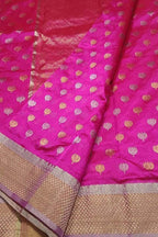 Pink Handloom Chanderi Pure Silk Flower Design Saree