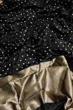 Black Handloom Chanderi Pure Silk Booti Design Saree