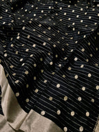 Black Handloom Chanderi Pure Silk Booti Design Saree
