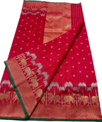 Red Handloom Chanderi Pure Silk Booti And Cow Design Saree