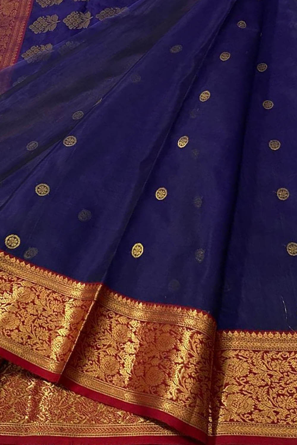 Blue Chanderi Pure Katan Silk Booti Design Saree