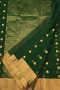 Green Chanderi Pure Katan Silk Flower Design Saree