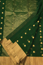 Green Chanderi Pure Katan Silk Flower Design Saree