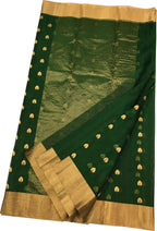 Green Chanderi Pure Katan Silk Flower Design Saree