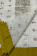 Off White Chanderi Pure Katan Silk Flower Design Saree