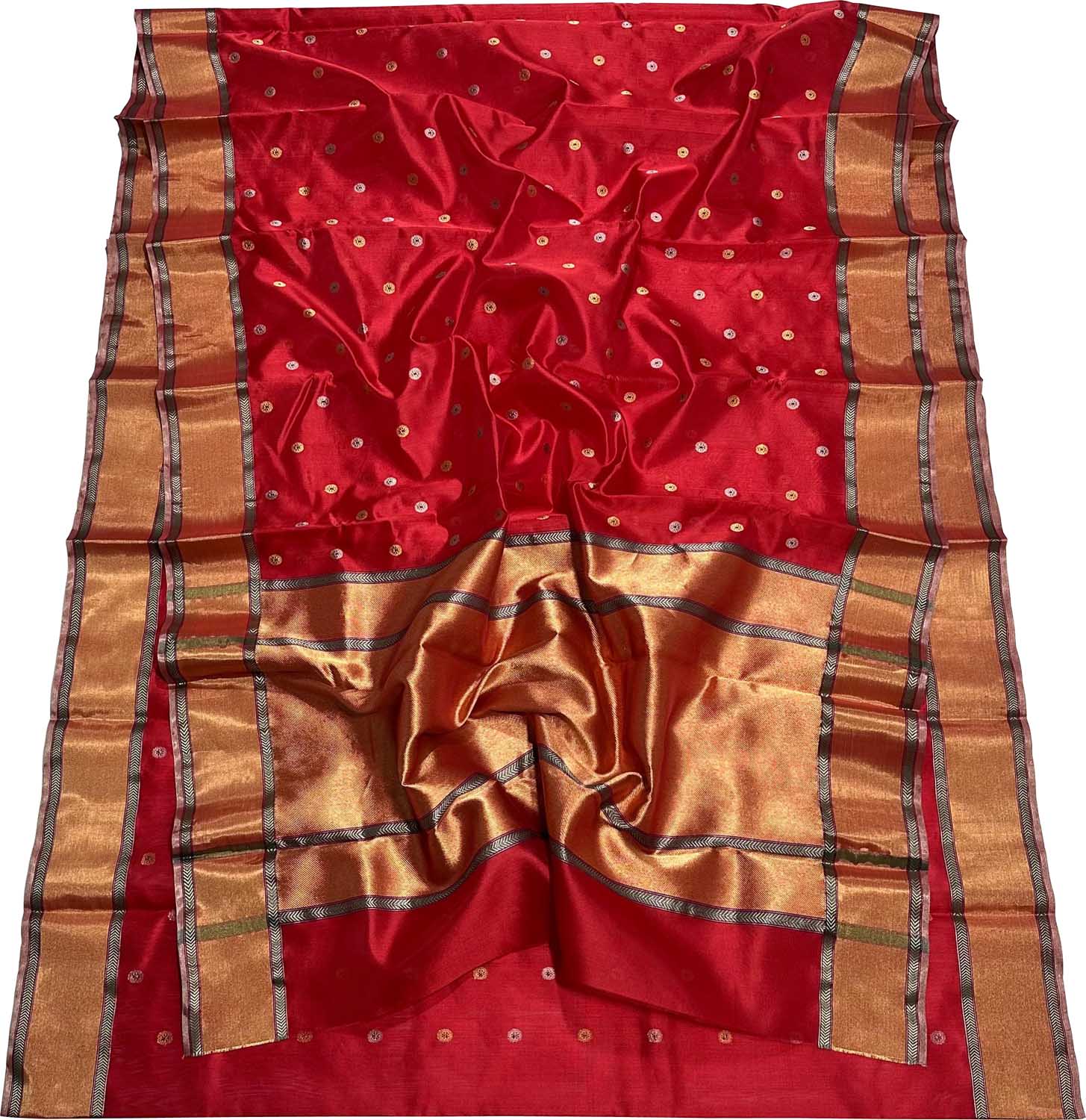 Red Chanderi Pure Katan Silk Booti Design Saree