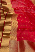 Red Chanderi Pure Katan Silk Booti Design Saree