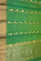 Green Chanderi Pure Katan Silk Flower Design Saree