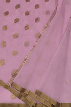 Pink Chanderi Pure Katan Silk Flower Design Saree
