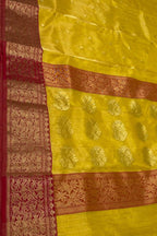 Yellow Chanderi Pure Katan Silk Flower Design Saree