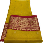 Yellow Chanderi Pure Katan Silk Flower Design Saree