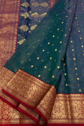Green Chanderi Pure Katan Silk Booti Design Saree