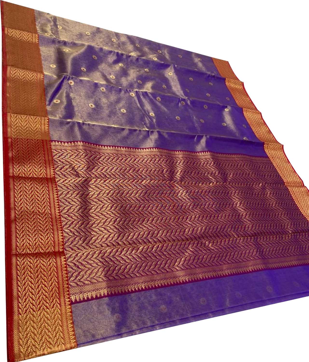 Purple Chanderi Pure Katan Silk Booti Design Saree