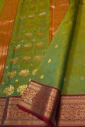 Green Chanderi Pure Katan Silk Booti Design Saree