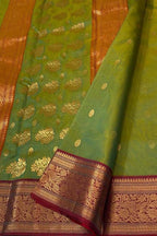 Green Chanderi Pure Katan Silk Booti Design Saree