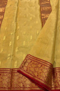 Yellow Chanderi Tissue Katan Silk Saree — Sheer Zari, Festive
