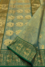 Green Chanderi Tissue Katan Silk Saree — Sheer Elegance, Wedding