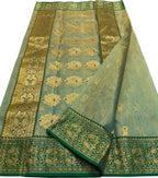 Green Chanderi Tissue Katan Silk Saree — Sheer Elegance, Wedding
