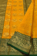 Yellow Chanderi Tissue Katan Silk Saree — Zari Border, Ethnic Wear