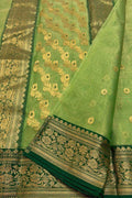 Green Chanderi Tissue Katan Silk Saree — Silk Zari, Festive Drape