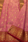 Pink Chanderi Tissue Katan Silk Saree — Floral Zari, Bridal