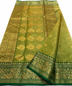Green Chanderi Tissue Katan Silk Saree — Woven Pallu, Ethnic