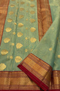 Green Chanderi Pure Tissue Katan Silk Saree