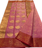 Pink Chanderi Pure Tissue Katan Silk Saree