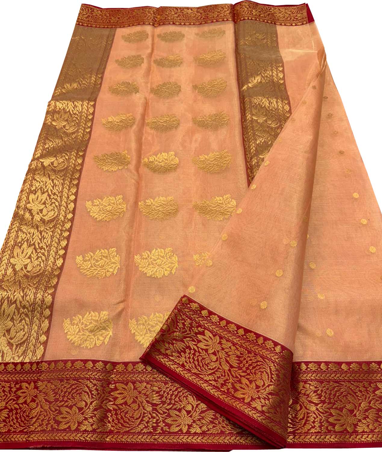 Pink Chanderi Pure Tissue Katan Silk Saree