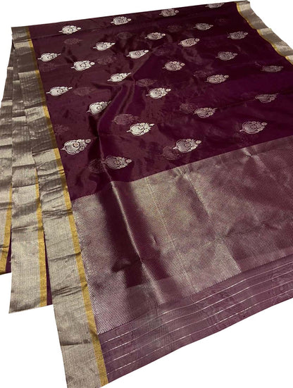 Exquisite Purple Chanderi Silk Saree - Handloom Beauty - Luxurion World