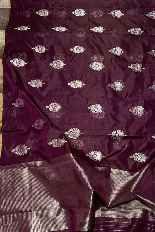 Exquisite Purple Chanderi Silk Saree - Handloom Beauty - Luxurion World