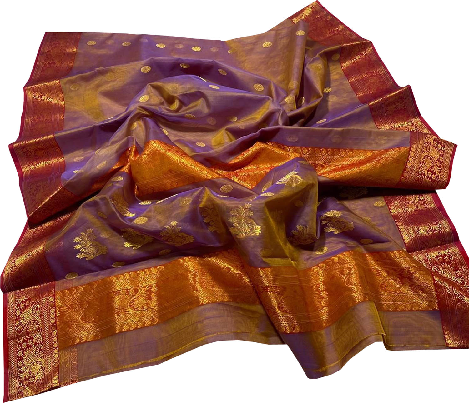 Elegant Purple Silk Saree with Chanderi Handloom - Luxurion World