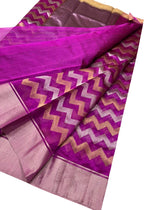 Beautiful Pink Chanderi Silk Saree - Handloom Pure Elegance - Luxurion World