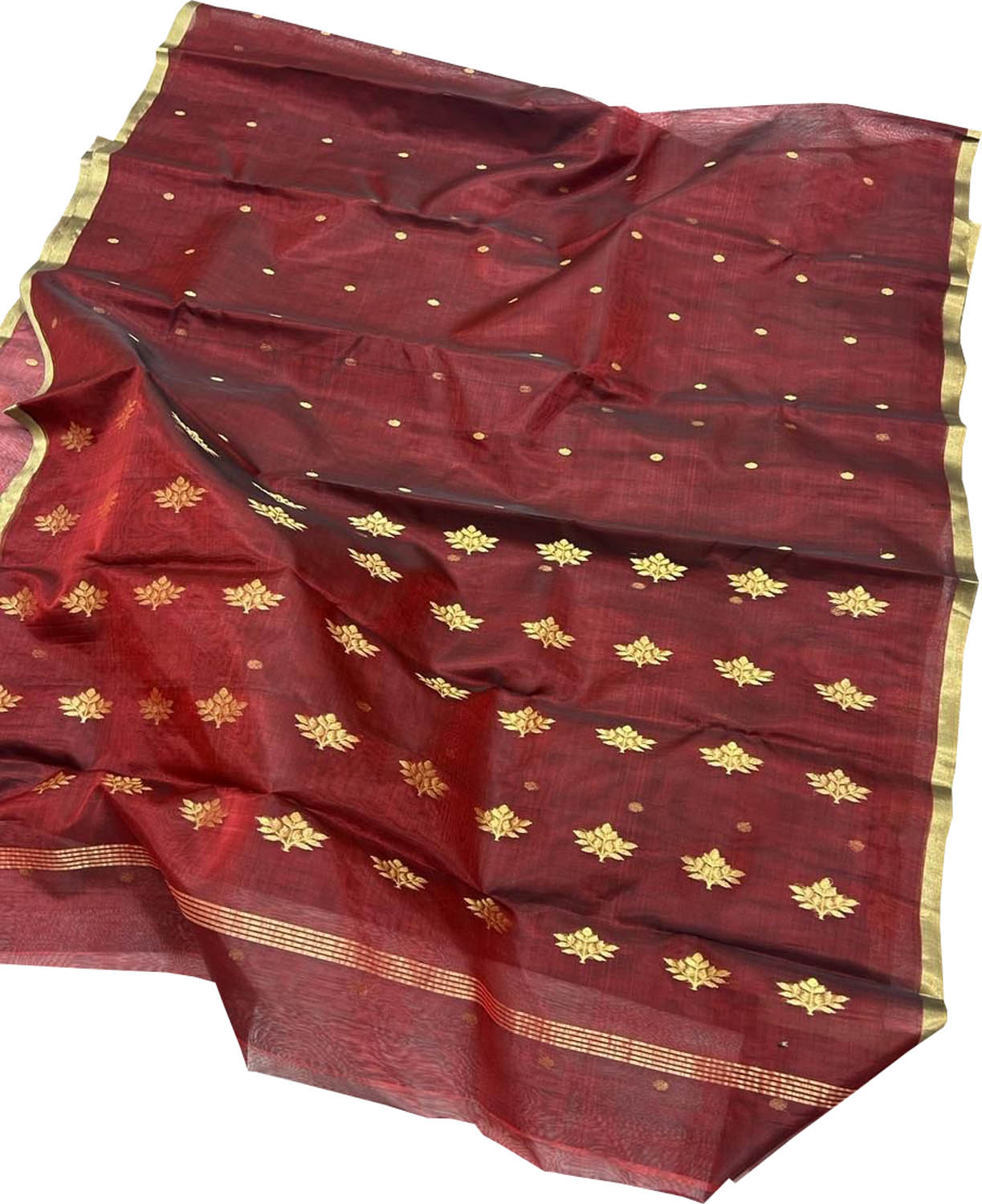 Maroon Chanderi Handloom Pure Silk Saree - Luxurion World