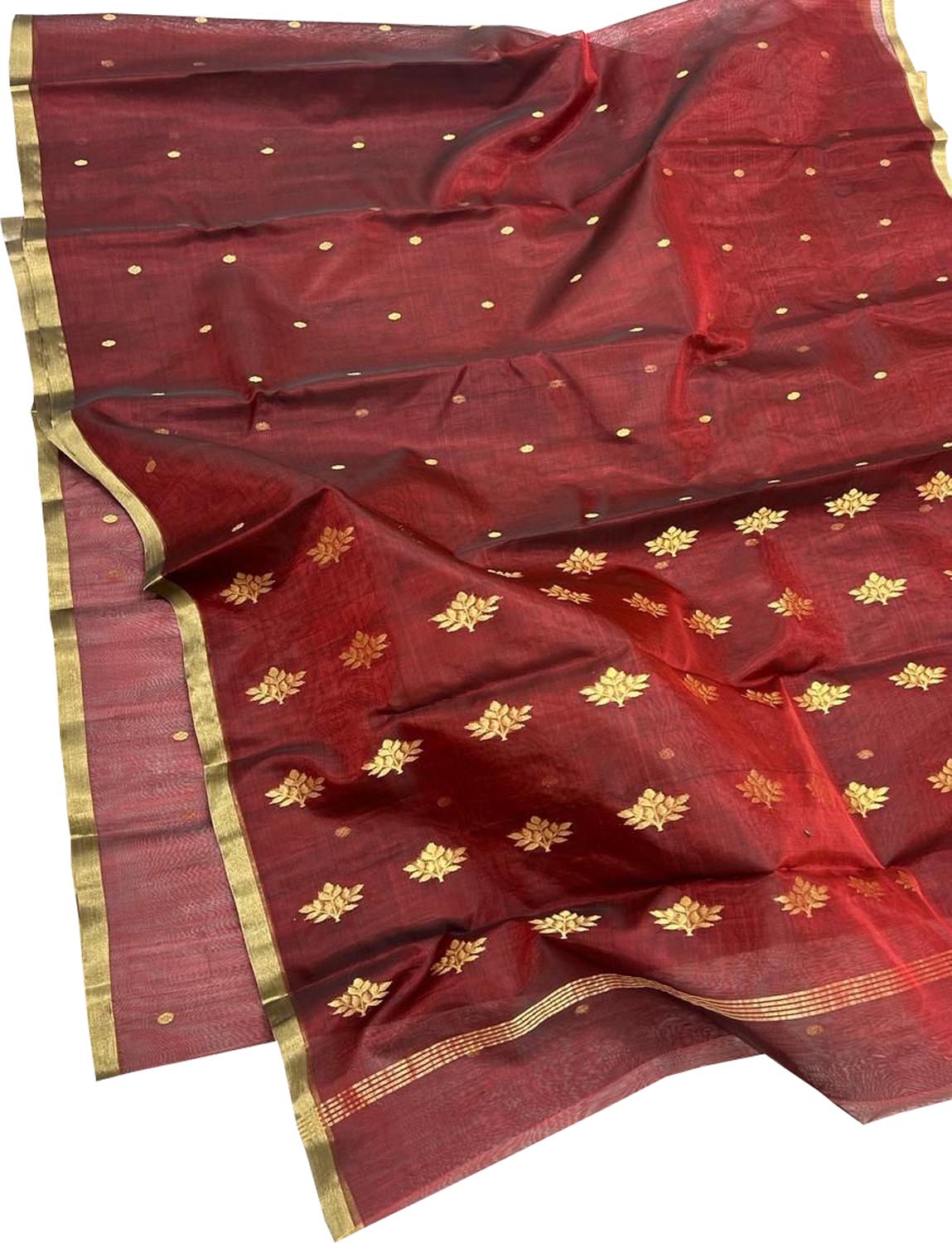 Maroon Chanderi Handloom Pure Silk Saree - Luxurion World