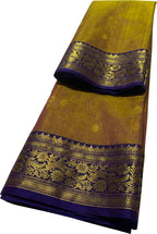 Vibrant Yellow & Orange Chanderi Silk Saree - Luxurion World