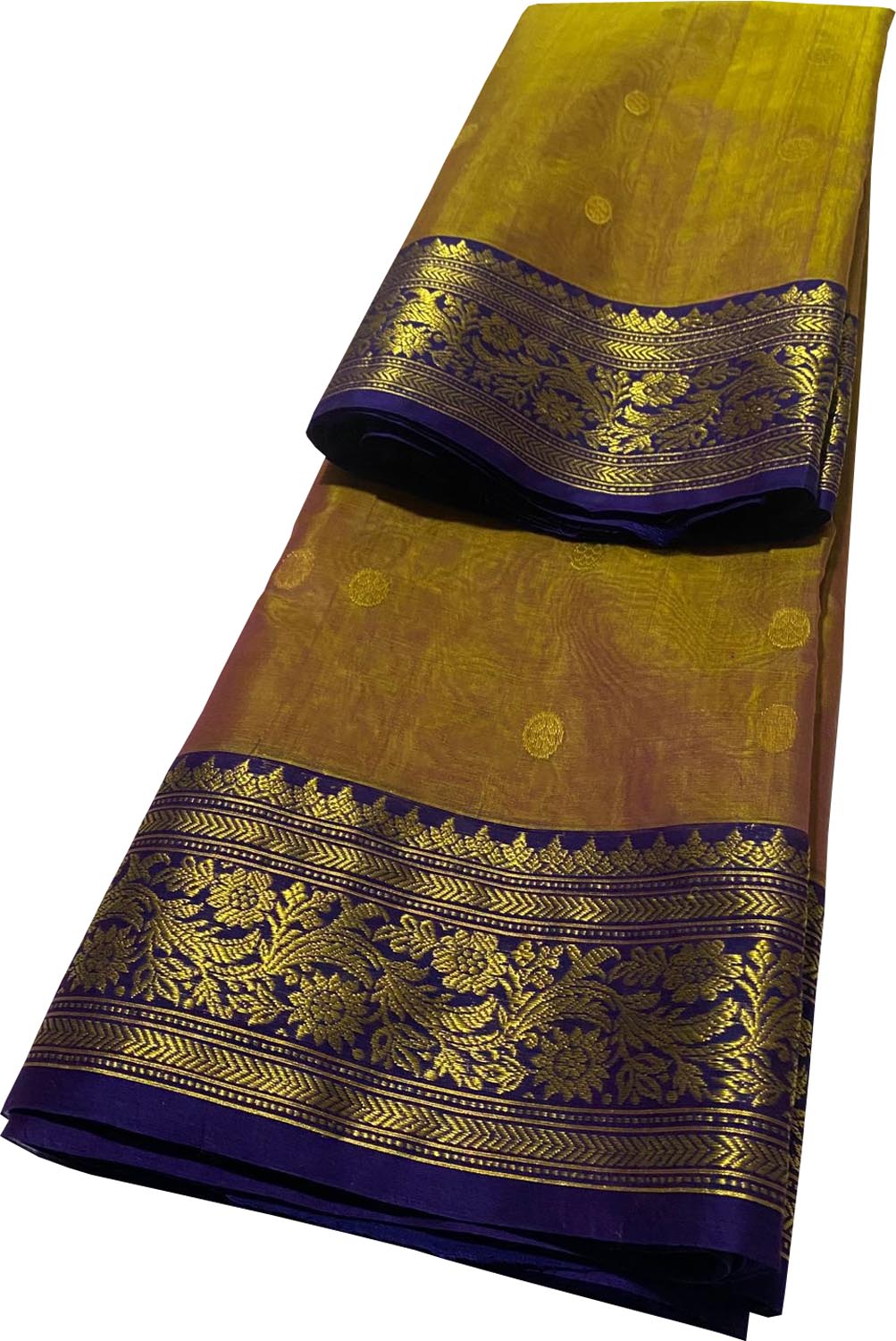Vibrant Yellow & Orange Chanderi Silk Saree - Luxurion World