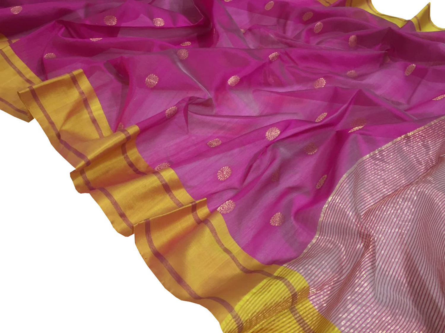 Exquisite Pink Chanderi Silk Saree - Handloom Beauty - Luxurion World