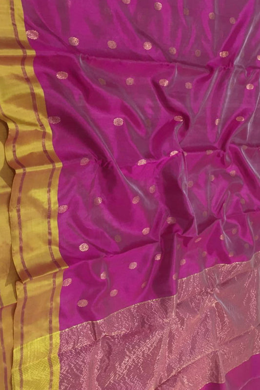 Exquisite Pink Chanderi Silk Saree - Handloom Beauty - Luxurion World