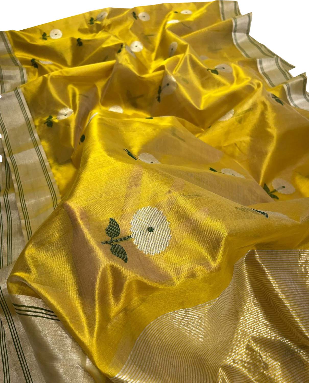 Yellow Chanderi Handloom Silk Saree - Pure Elegance - Luxurion World