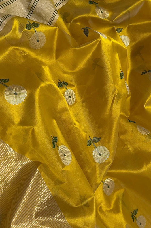 Yellow Chanderi Handloom Silk Saree - Pure Elegance