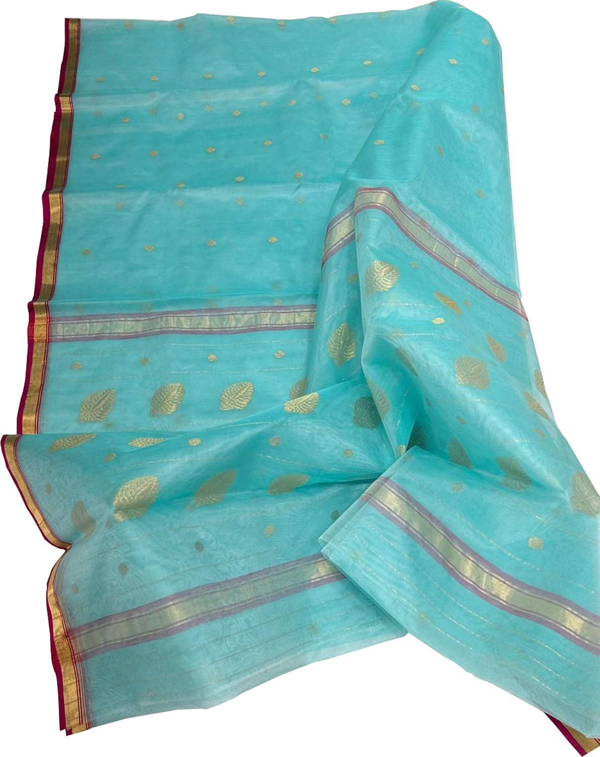 Elegant Blue Chanderi Silk Saree - Handloom Beauty - Luxurion World