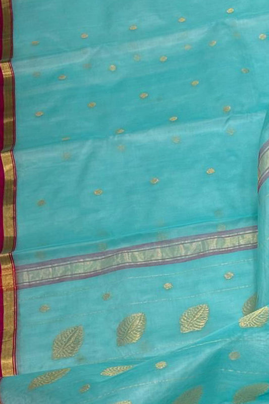 Elegant Blue Chanderi Silk Saree - Handloom Beauty - Luxurion World