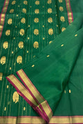 Green Chanderi Handloom Pure Katan Silk Saree - Luxurion World