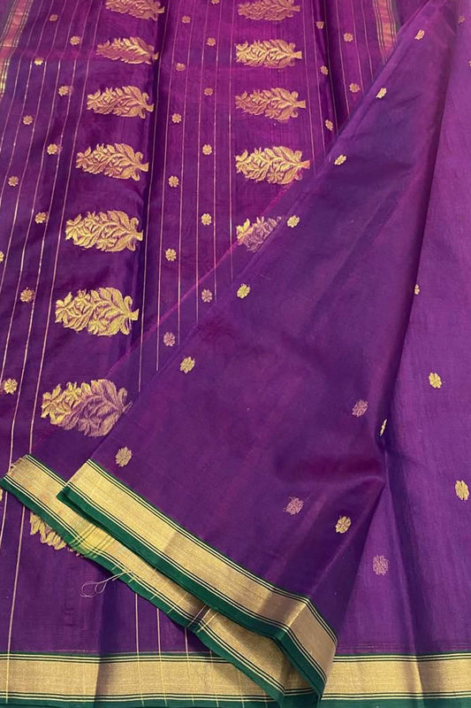 Elegant Purple Chanderi Silk Saree - Luxurion World