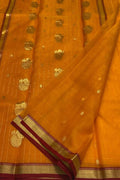 Orange Chanderi Handloom Pure Katan Silk Saree - Luxurion World