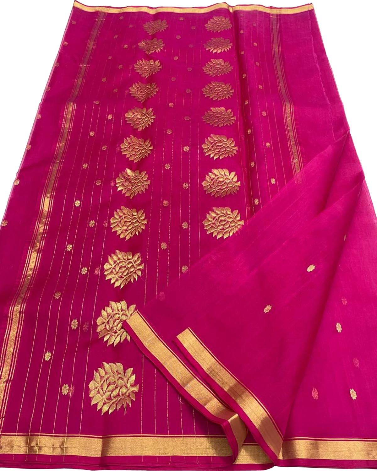Beautiful Pink Chanderi Handloom Silk Saree - Luxurion World