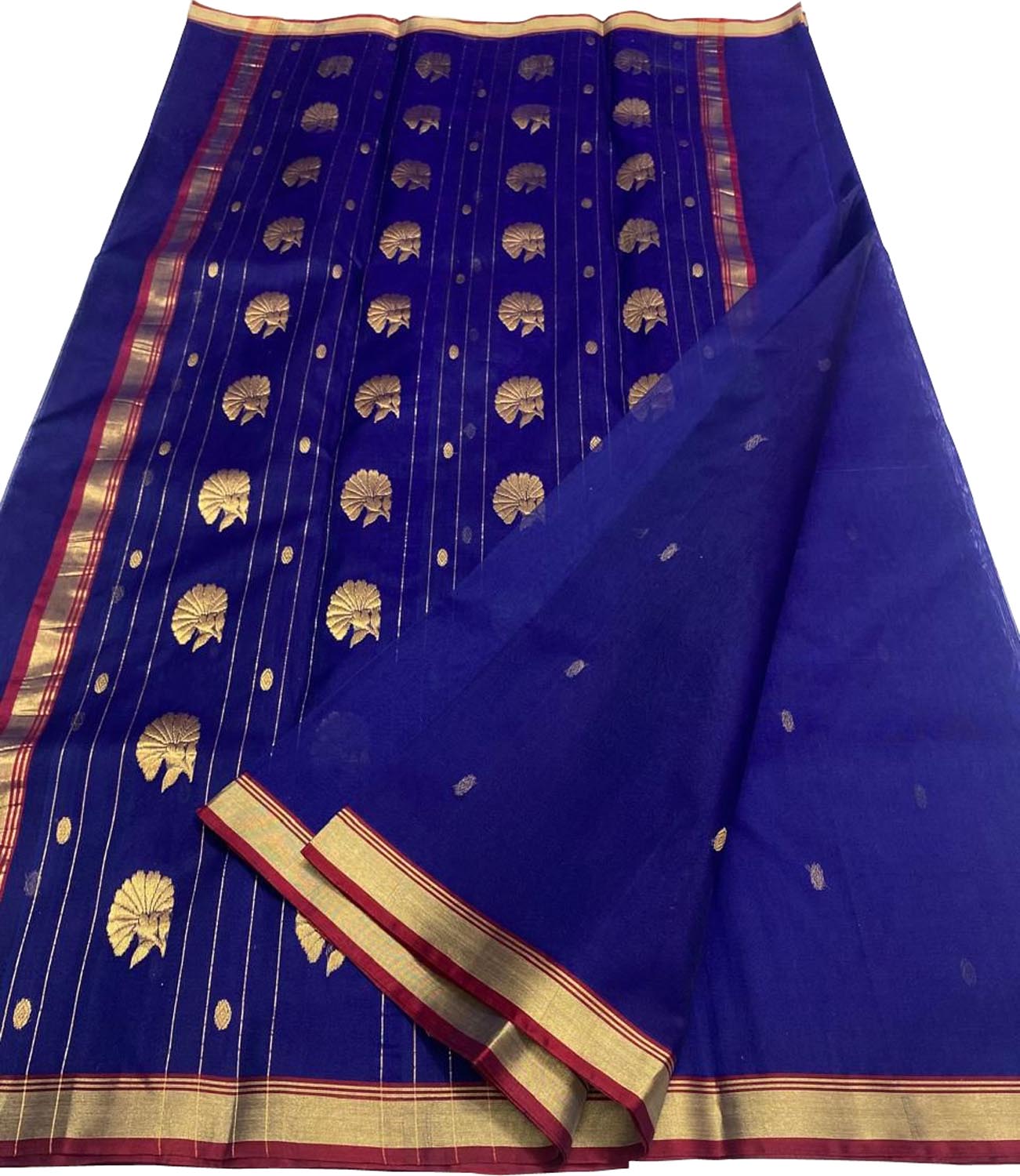 Blue Chanderi Handloom Pure Katan Silk Saree - Elegant Style - Luxurion World