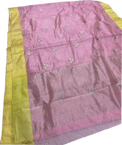 Stunning Pink Chanderi Handloom Silk Saree - Luxurion World